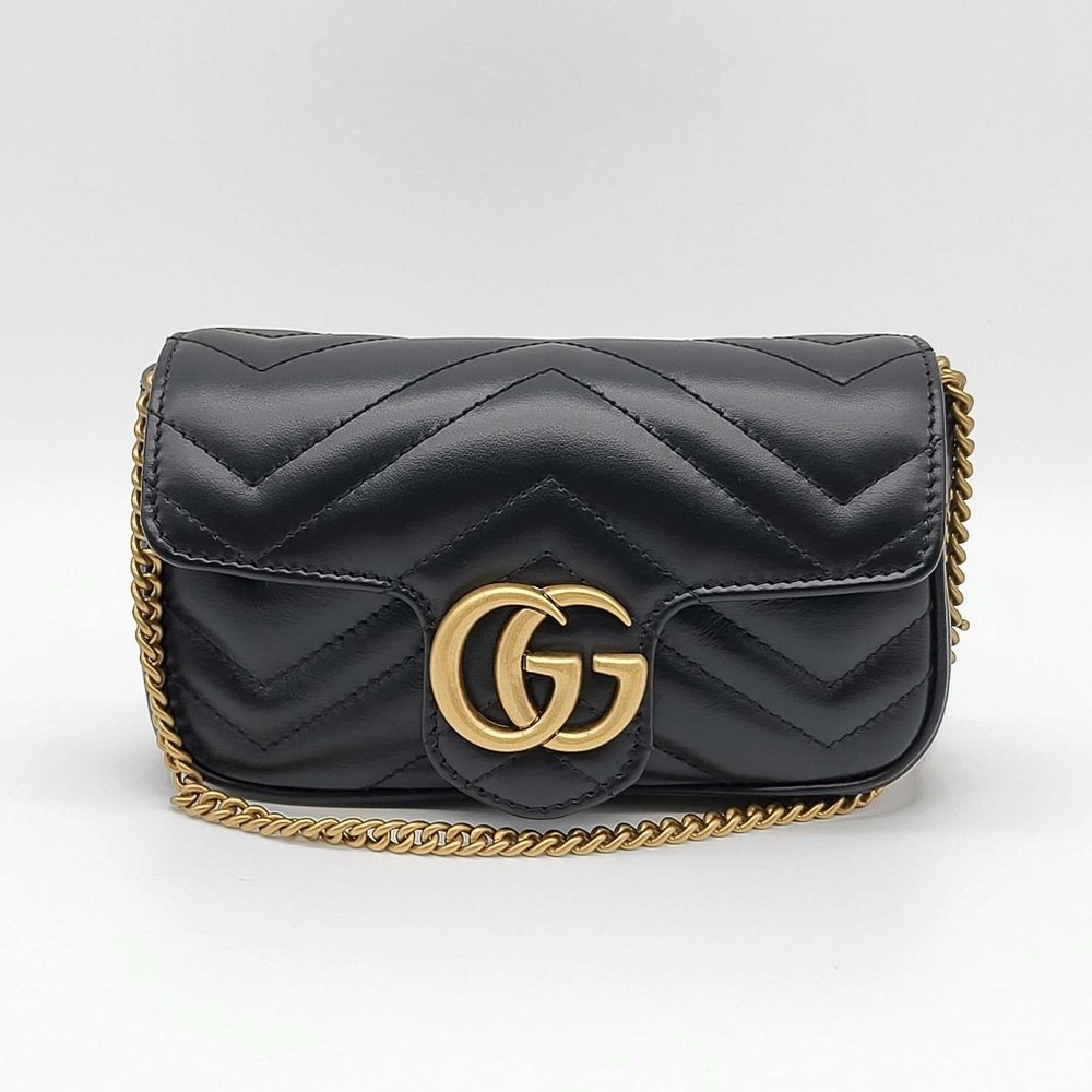 100% Authentic Gucci GG Marmont Super Mini Black Shoulder Bag - Picture 2 of 14